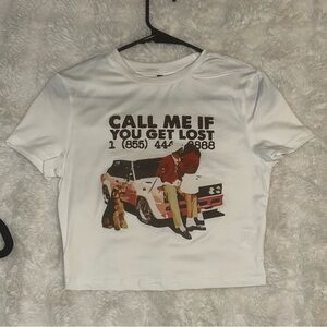 White Graphic Crop Top